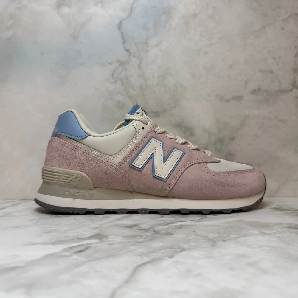 LNWOB | New Balance | 574 Sneakers | Pink Suede & White | Size 8.5 - Picture 2 of 16